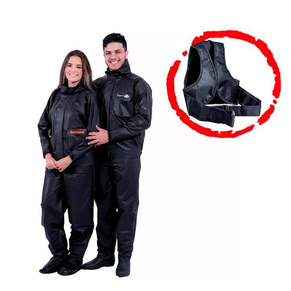 Kit 2 Capas De Chuva Impermeável Fem + Masc Tam M + Colete Infantil Serrana