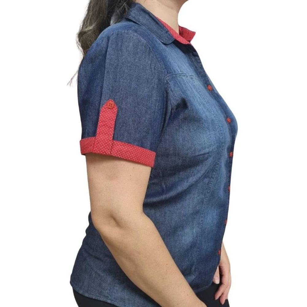 Camisete Feminino MC Jeans Detalhes Vermelho Com Bolinhas