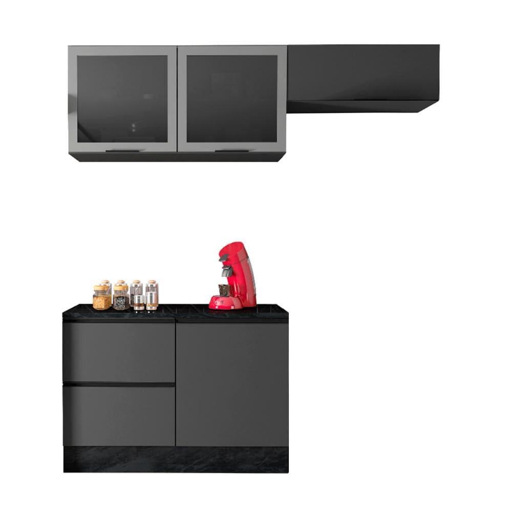 Armario de Cozinha Etna com 4 Portas 3 Gavetas e Rodapé