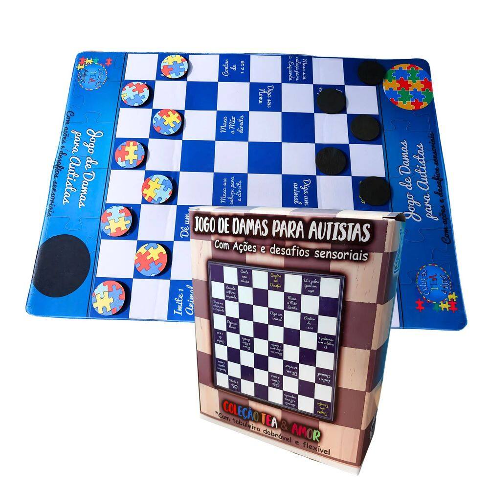 Jogo de Damas Cognitivo para Autistas com ações e desafios sensorias