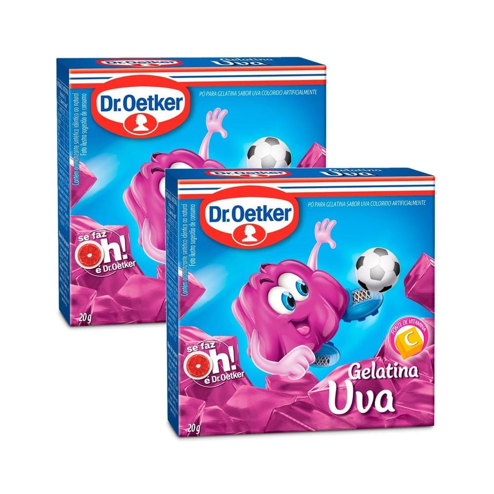 Kit 2 Gelatina em Pó Dr. Oetker Sabor Uva 20g