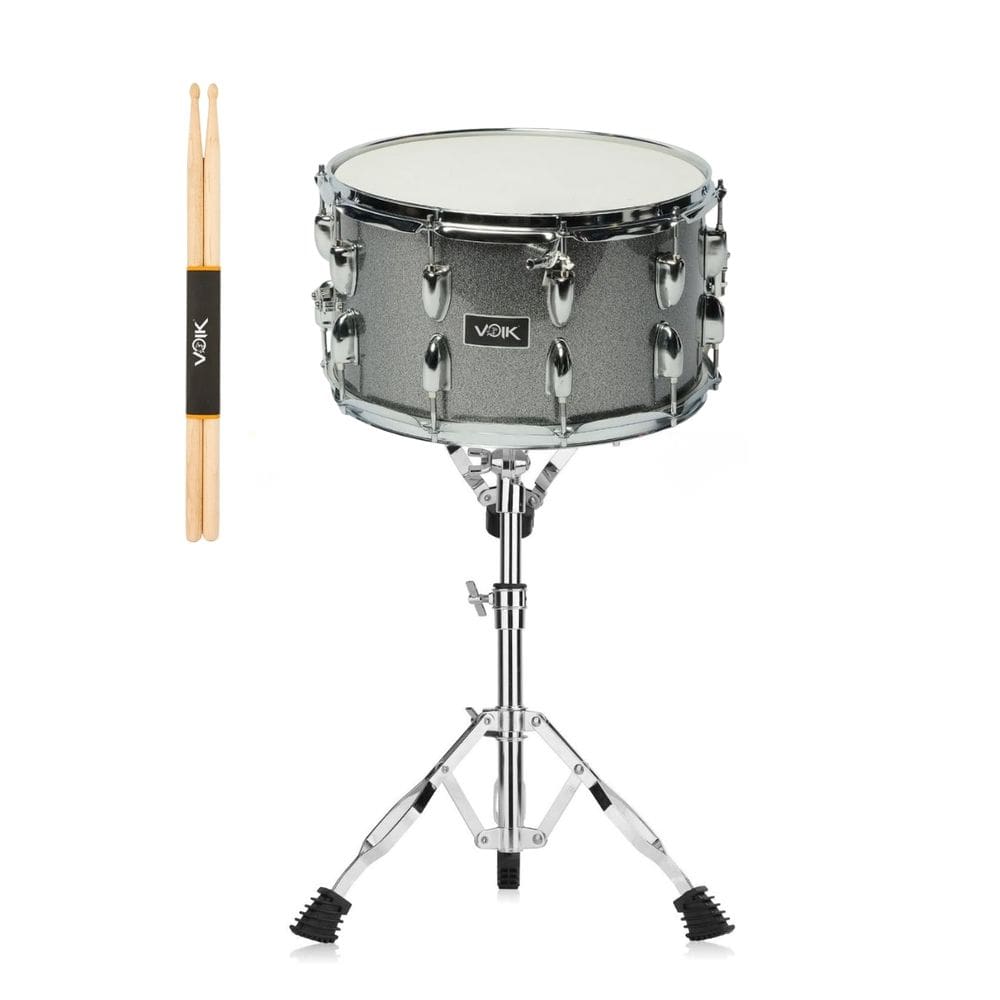 Caixa Bateria 14x8 CB14 Titanium Com Suporte + Baqueta Voik