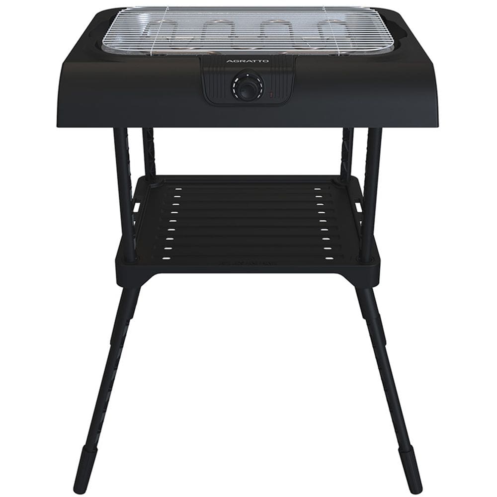 Churrasqueira Elétrica Portátil 2 em 1 Pedestal e Mesa sem Fumaça Grill Preta Agratto Achp01n