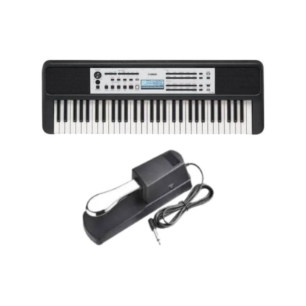 Kit Teclado Yamaha YPT-380 Portátil Preto + Pedal Sustein