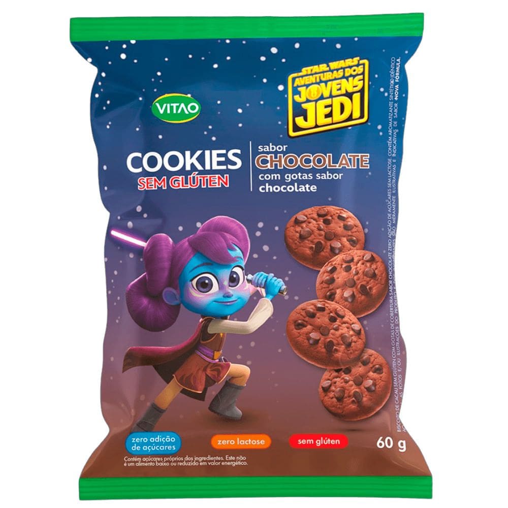 Biscoito Cookies Vitao Star Wars Sabor Chocolate Sem Glúten 60g