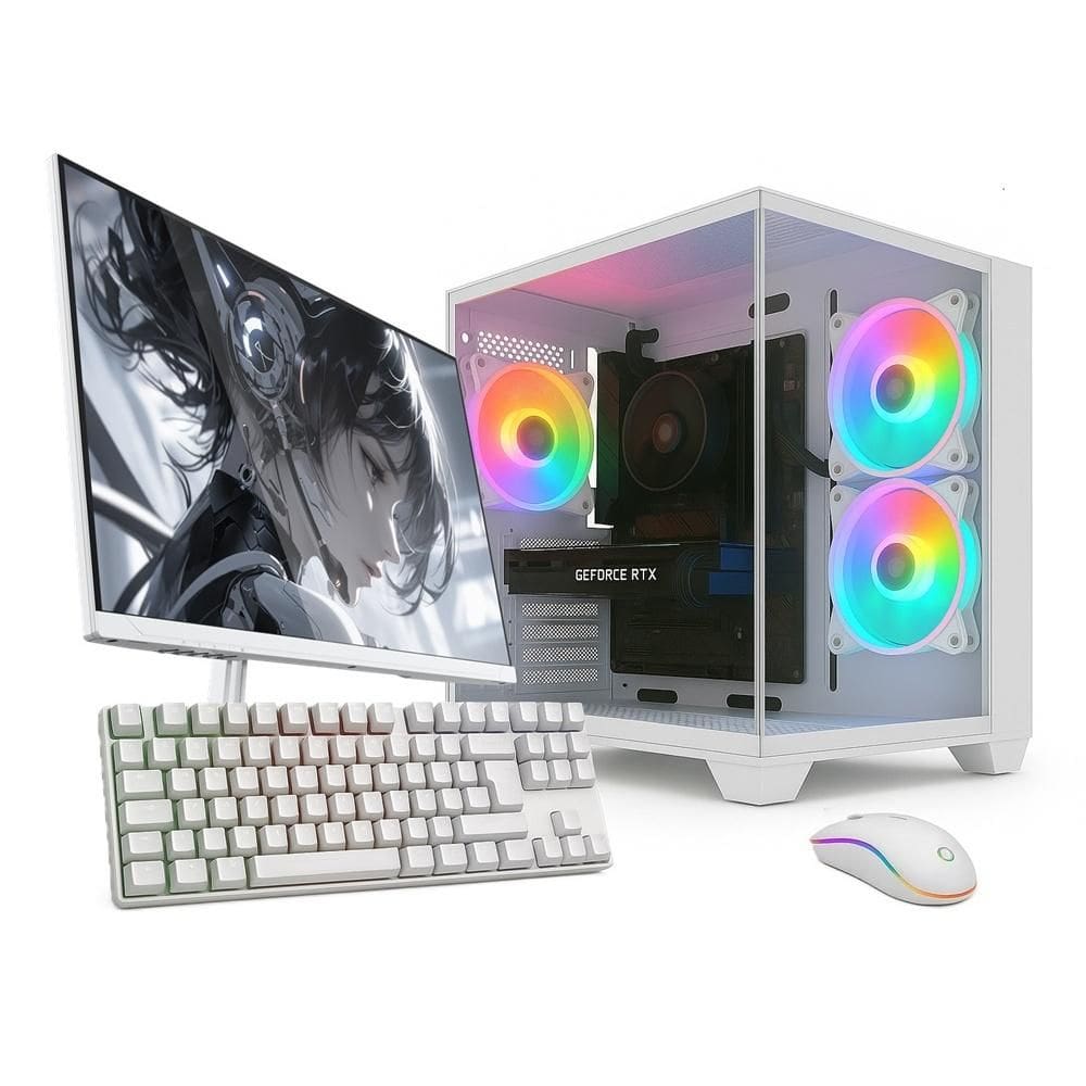 PC Gamer Completo Skill Apex Series, AMD Ryzen 5 5500, Radeon RX 580 8GB, 16GB DDR4, SSD 512GB M.2, Monitor LED 24” 180Hz, Branco SAS008
