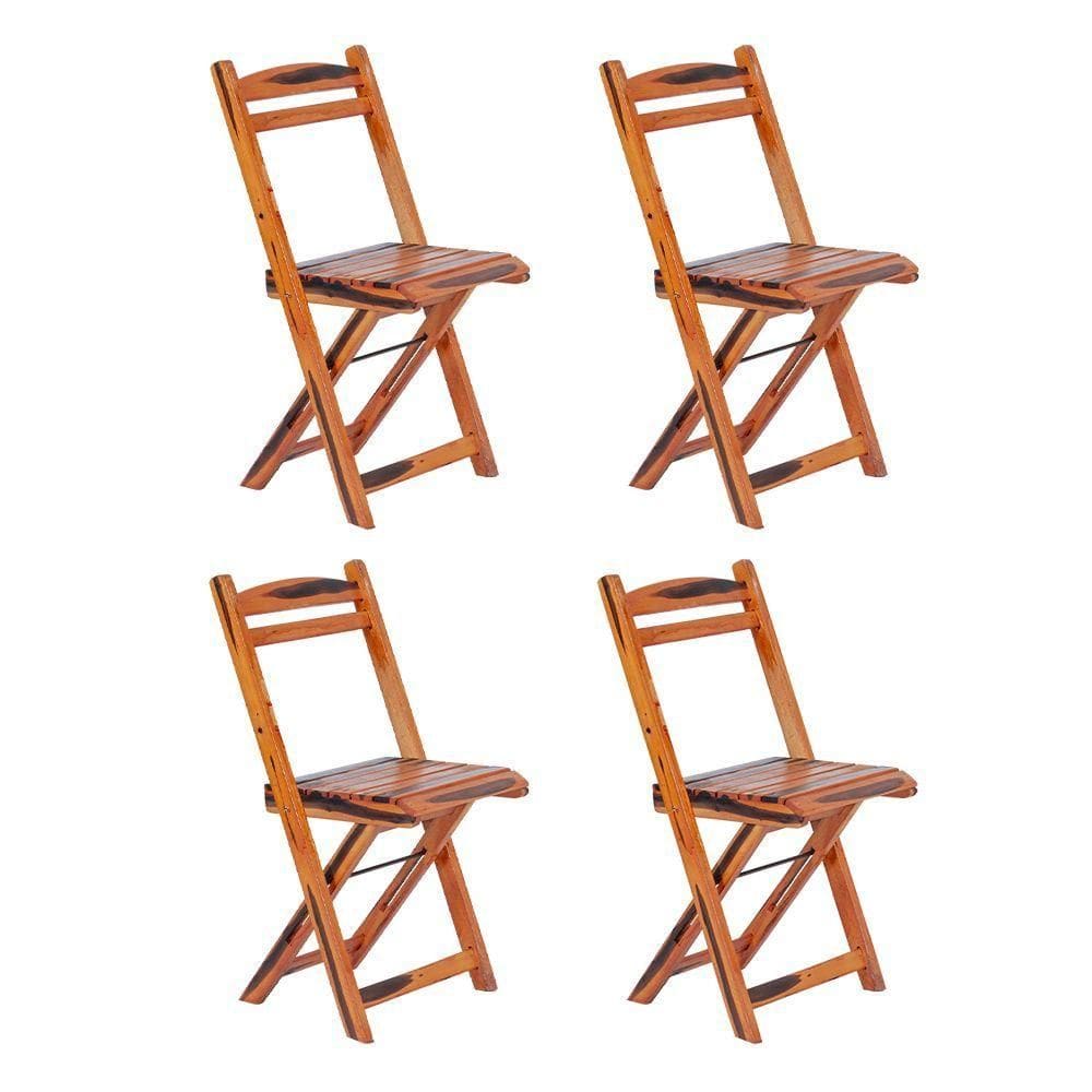 Kit 4 Cadeiras Dobrável Madeira Maciça Ypê Perfeita Para Ambientes Externos E Cobertos Cerejeira