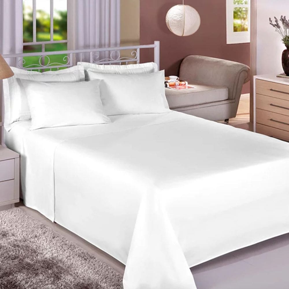 Lençol Avulso King C/ Elástico Premium 200 100% Algodão Estamparia - Branco