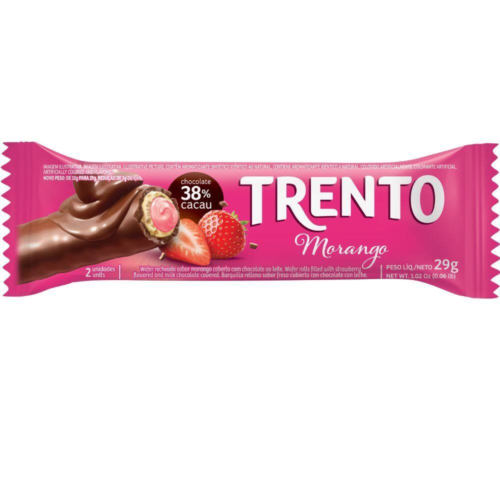 Chocolate Wafer Trento Sabor Morango 29g