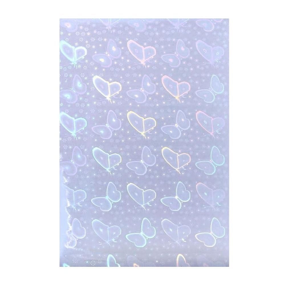Papel Adesivo Holográfico Vinil Borboletas A4 50fls