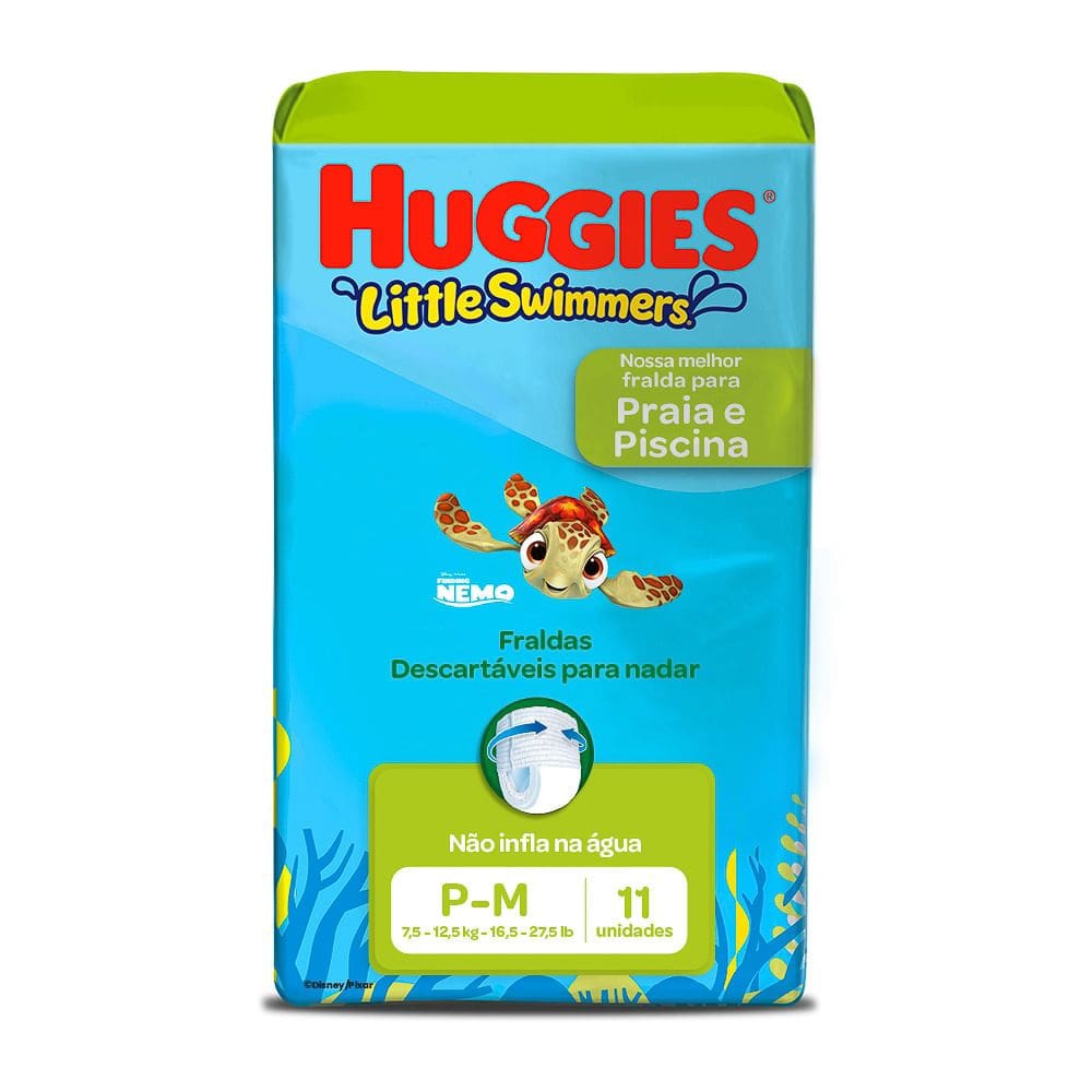 Fralda Huggies Little Swimmers Tamanho P/M 11 Unidades Descartáveis