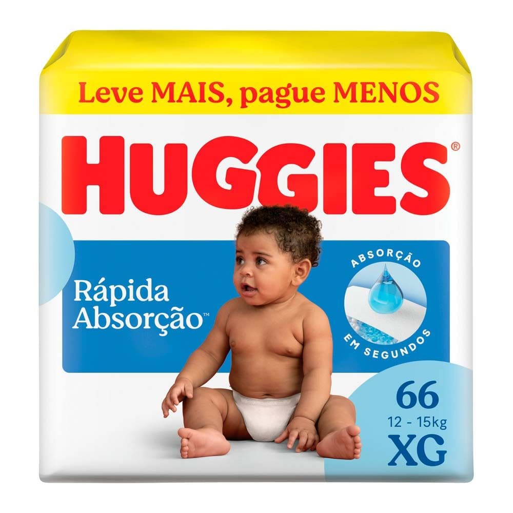 Fralda Huggies Tripla Proteção Tamanho XG Pacote Hiper 66 Fraldas Leve Mais Pague Menos