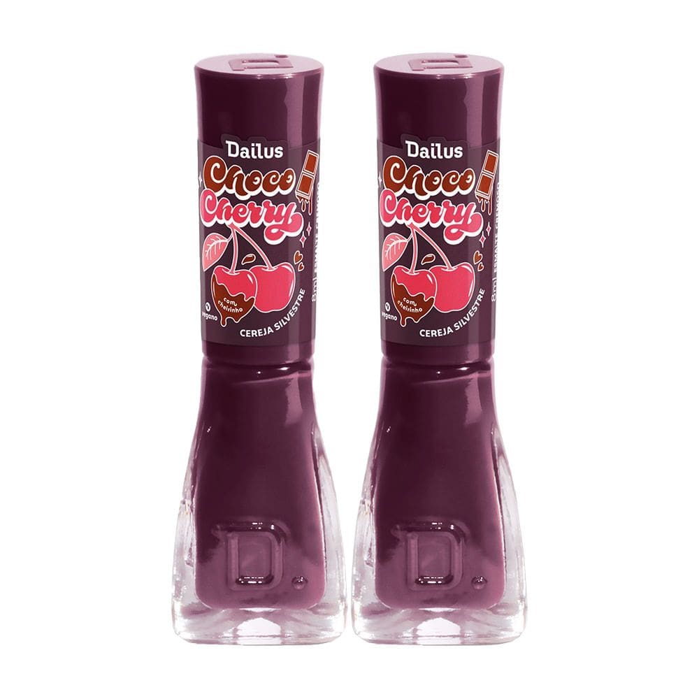Kit 2 Esmalte Dailus Choco Cherry Cremoso Cor Cereja Silvestre 8ml