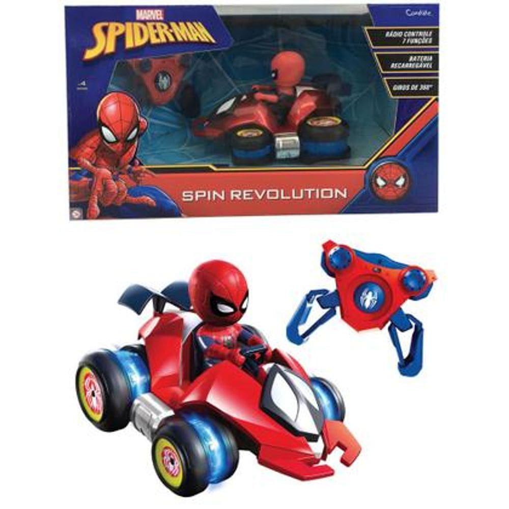 Veiculo De Controle Remoto Spin Revolution Spider Man Candide 5863