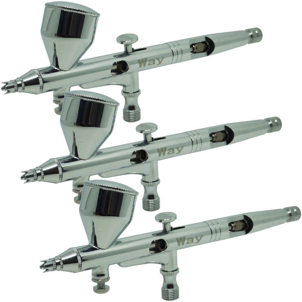 Kit 3 Canetas Aerógrafo Dupla Ação Profissional 0,2 mm 9 ml Importway IWCA-1C