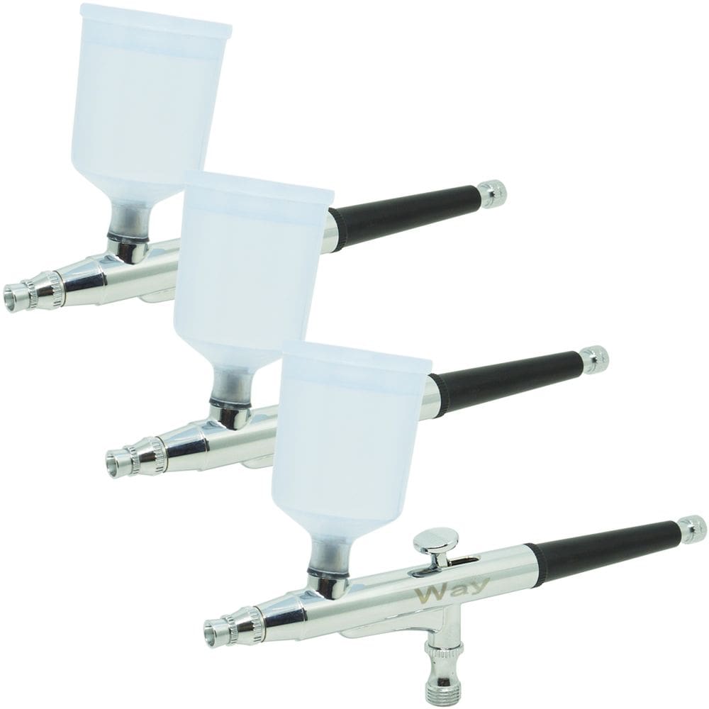 Kit 3 Canetas Aerógrafo Aerográfica Profissional 0,3 mm 2 Copos Importway IWCA-2C