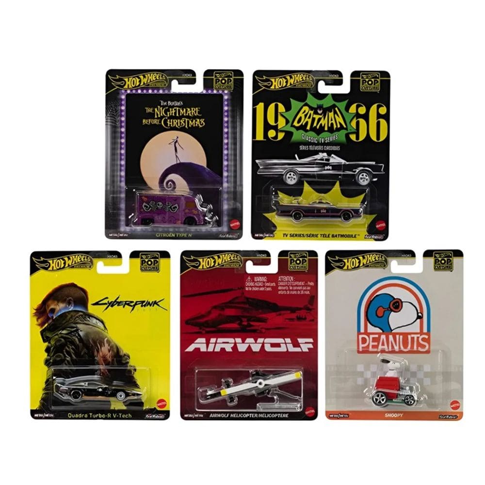 Kit 5 Carrinhos Hot Wheels Coleção Cultura Pop - Mattel