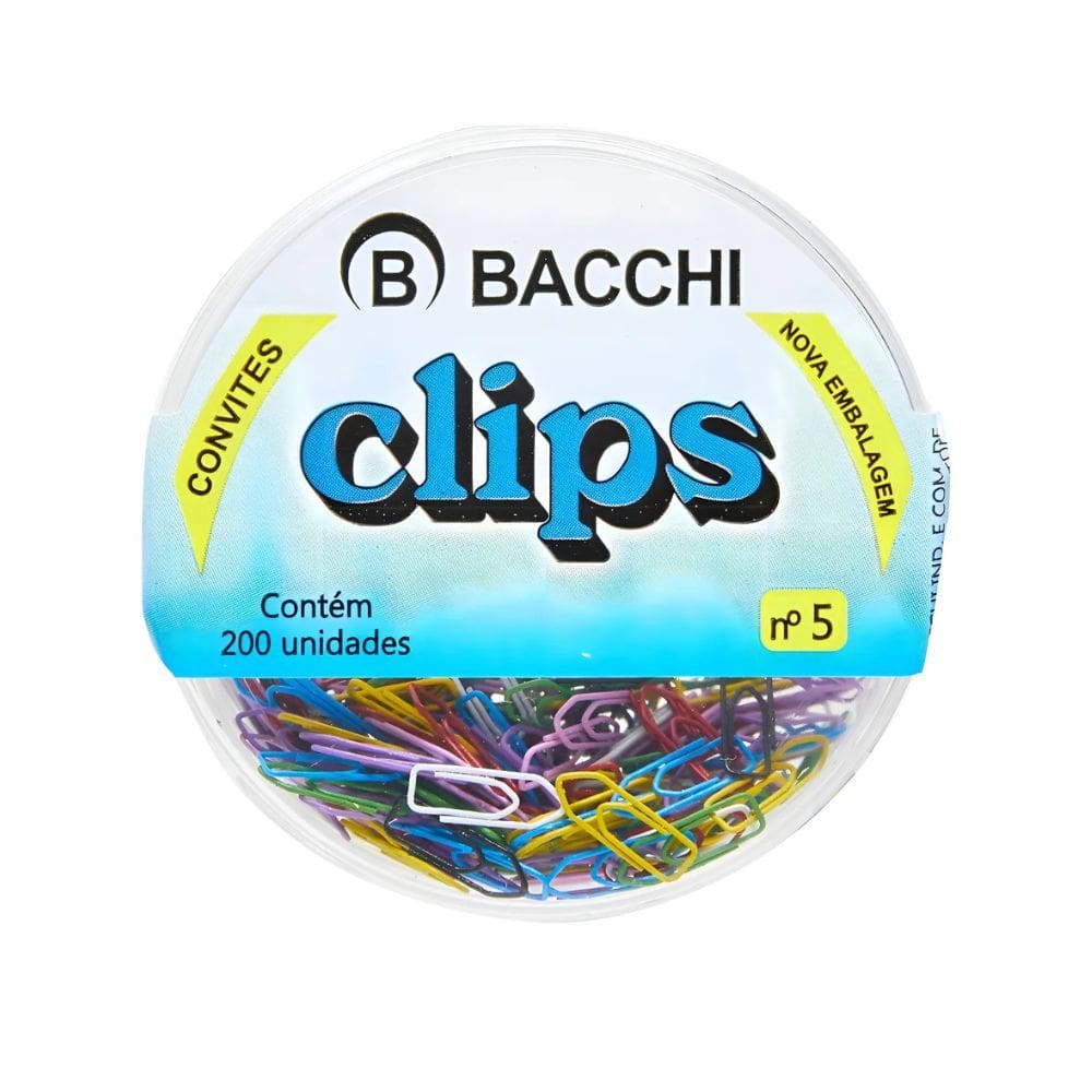 Clips Colorido 200 Unidades Nº5 Bacchi