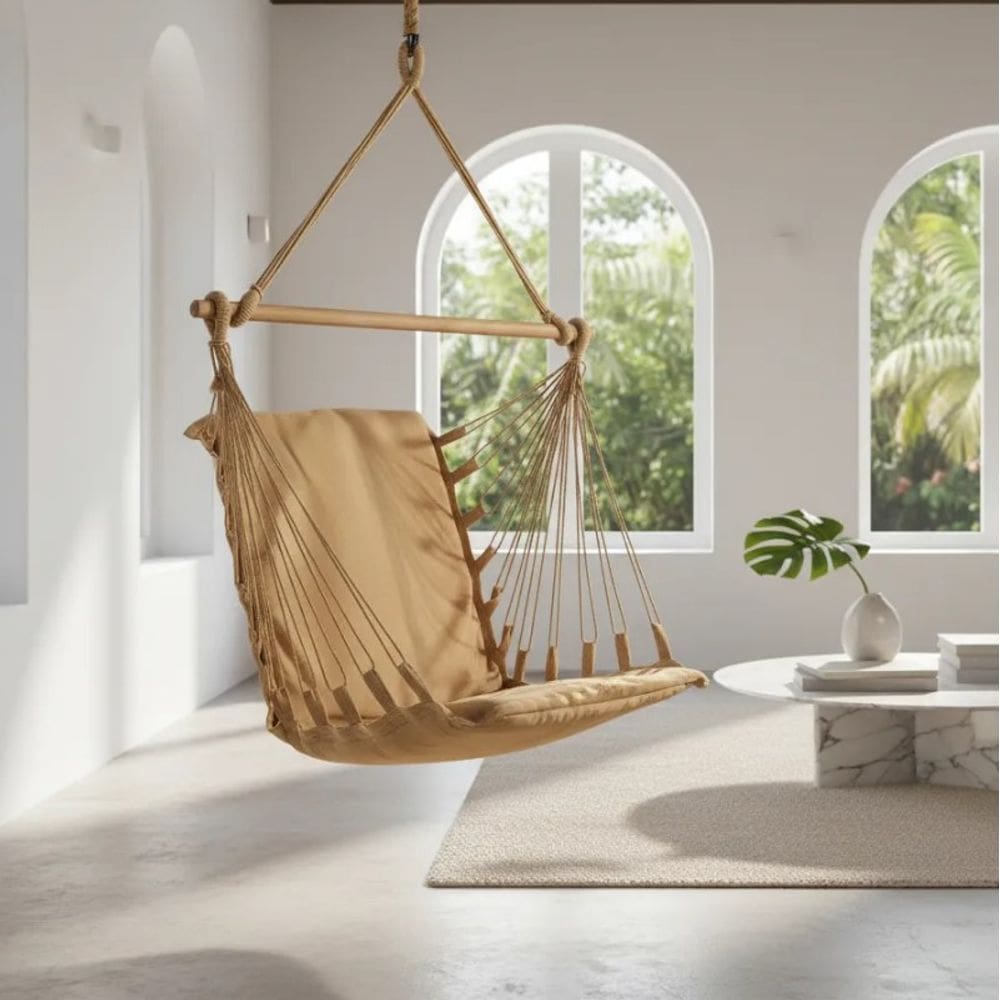 Cadeira de Balanço Acolchoada Suspensa Rede de Teto