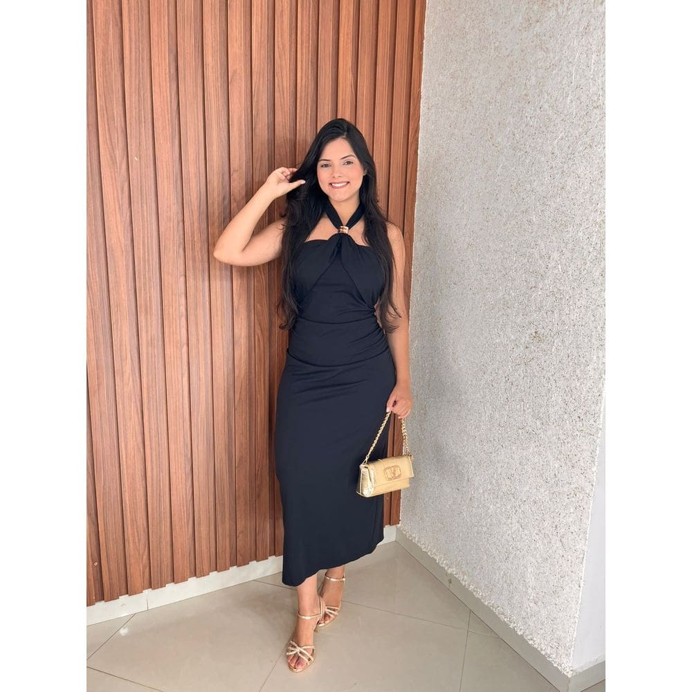 Vestido Longo Frente Unica Detalhe Boho Chique Crisconf