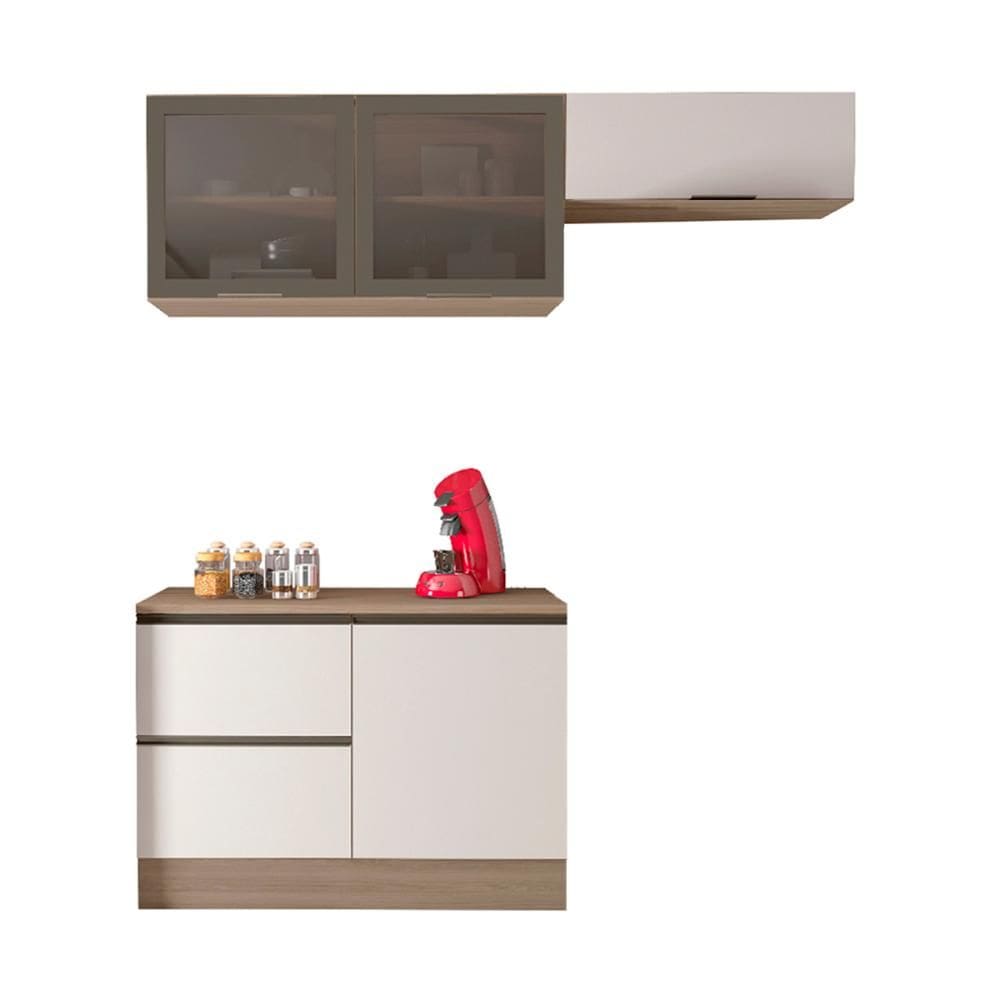 Armario de Cozinha Etna com 4 Portas 3 Gavetas e Rodapé