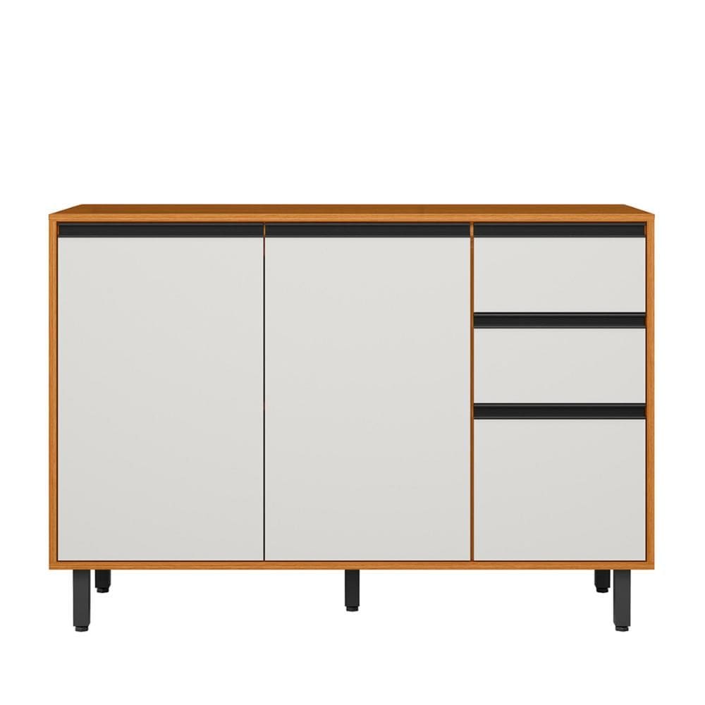 Balcão de Cozinha Ravena com Tampo 120cm 3 Portas 2 Gavetas