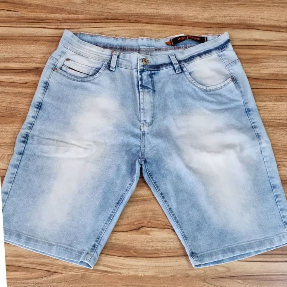 Bermuda Masculina Jeans Wolfgan Plus Size Azul Claro