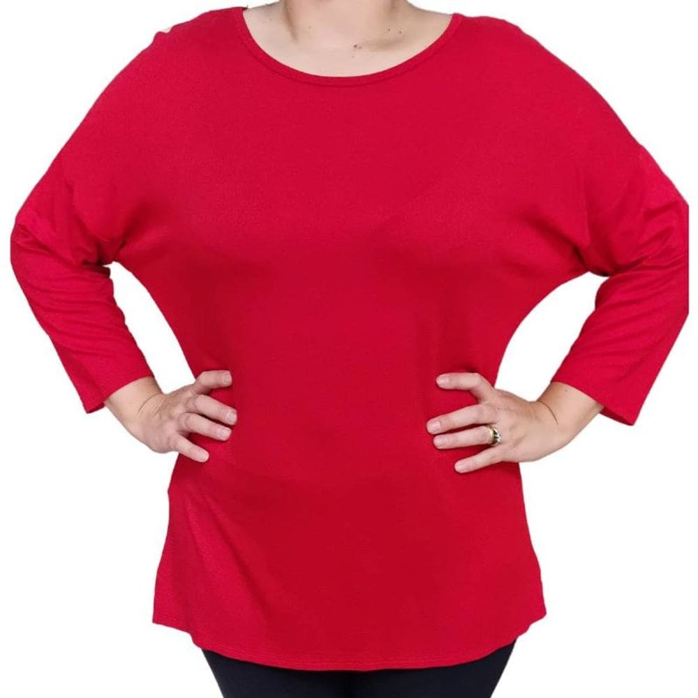 Blusa Feminina Viscose Plus Size Vermelha UnJoo