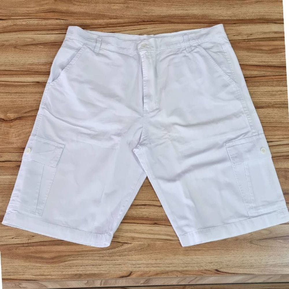 Bermuda Masculina Sarja Branca Plus Size Contra Regra