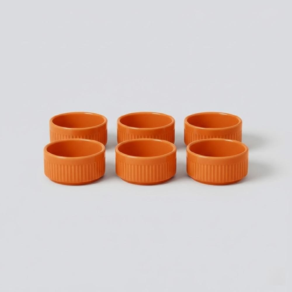Kit com 6 Ramekins Refratários Diâmetro 6 cm Laranja 48 ml