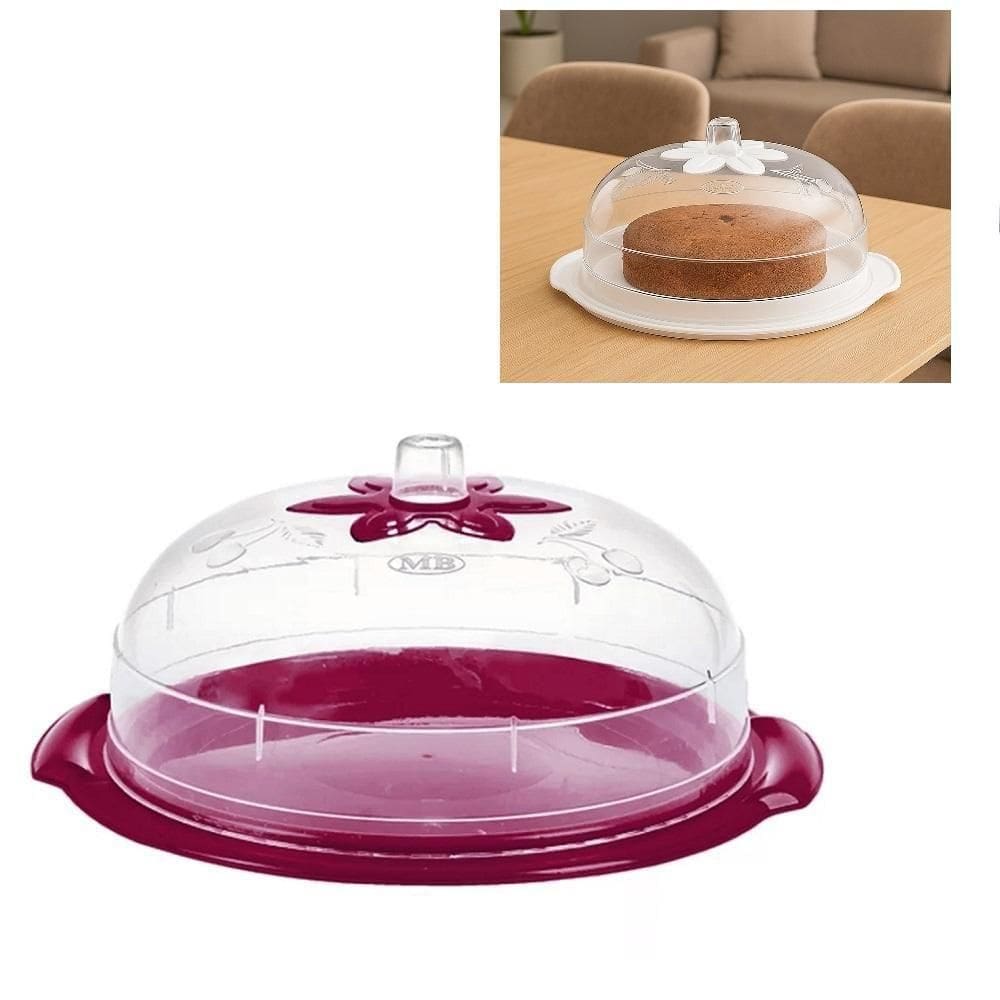 Boleira Porta Bolo 5 Em 1 Cupula Suporte Tampa Prato Paes Sobremesa Confeitaria Lanchonete Padaria Bandeja Multiuso
