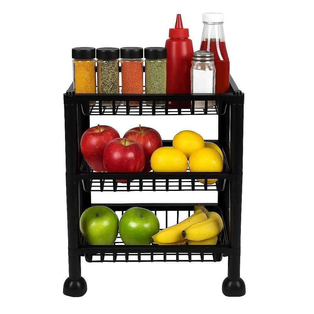 Organizador Redondo 3 Andares De Plástico Para Frutas, Cosméticos E Utensílios