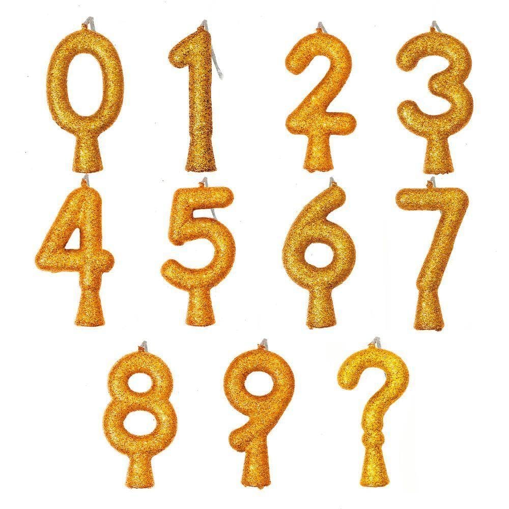 Vela De Aniversário Puro Glitter Dourada Modelo 8