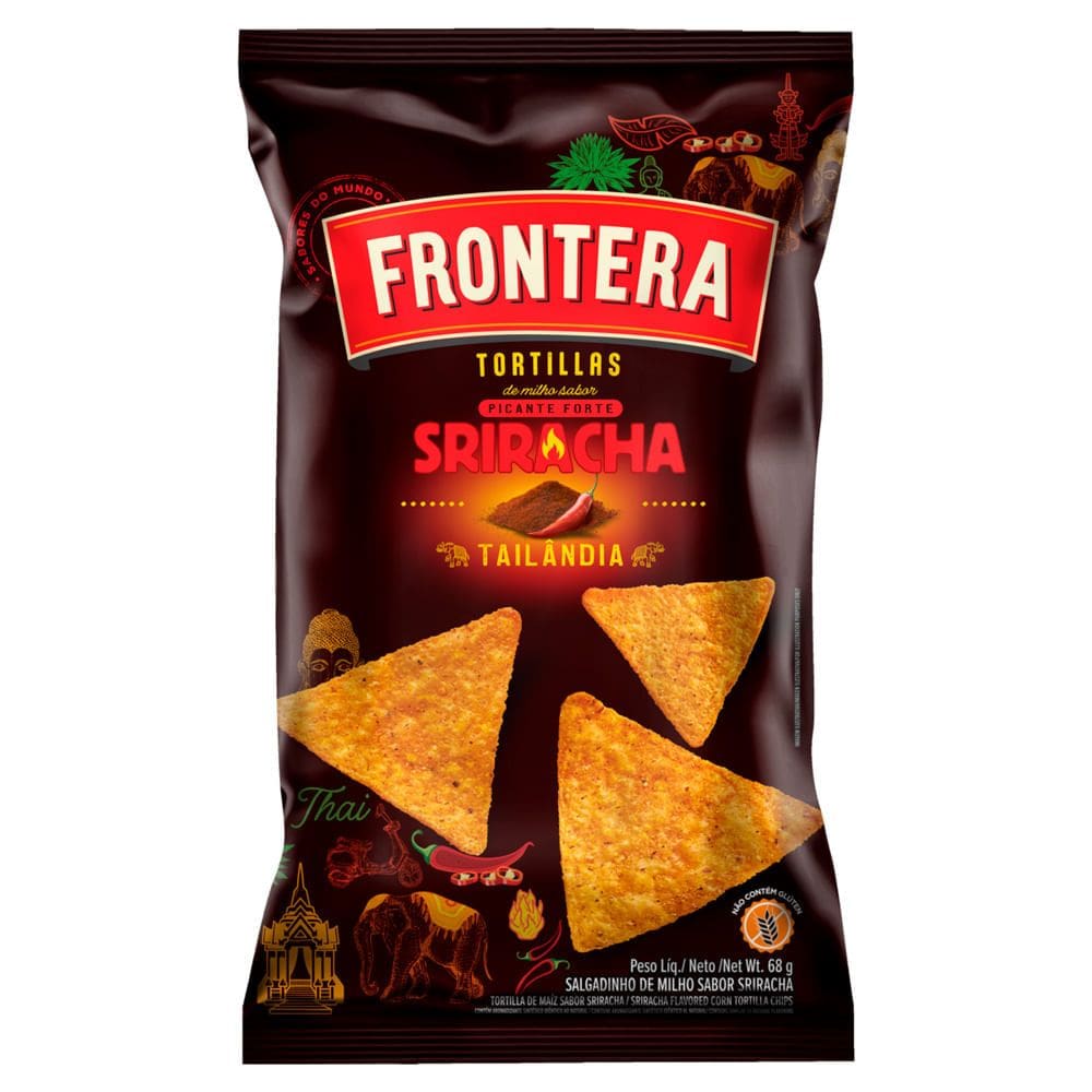 Chips Frontera Tortillas Sabor Sriracha Tailândia Picante Forte 68g