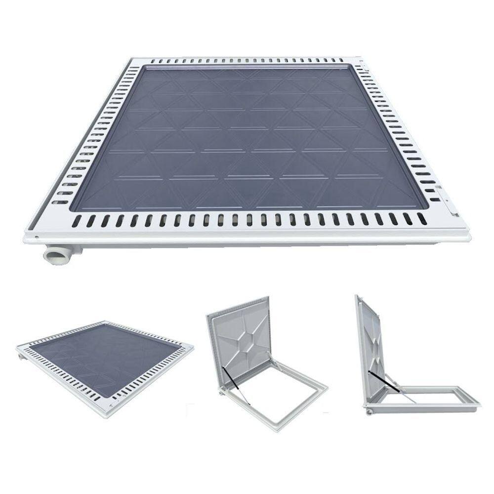 Tampa Casa Máquina Alumínio Rebaixo Aparente Bege 80x80cm