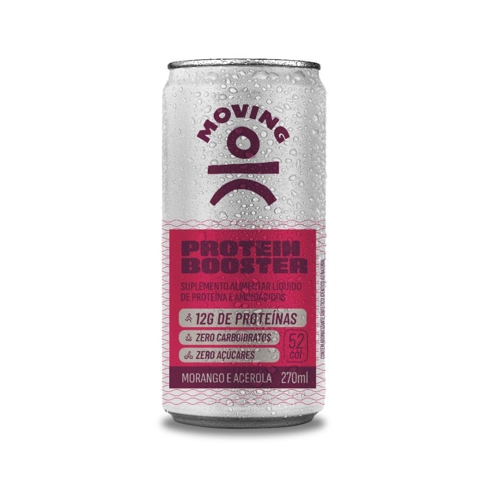 Bebida Energética Moving Protein Booster 12g de Proteína Morango e Acerola 270ml