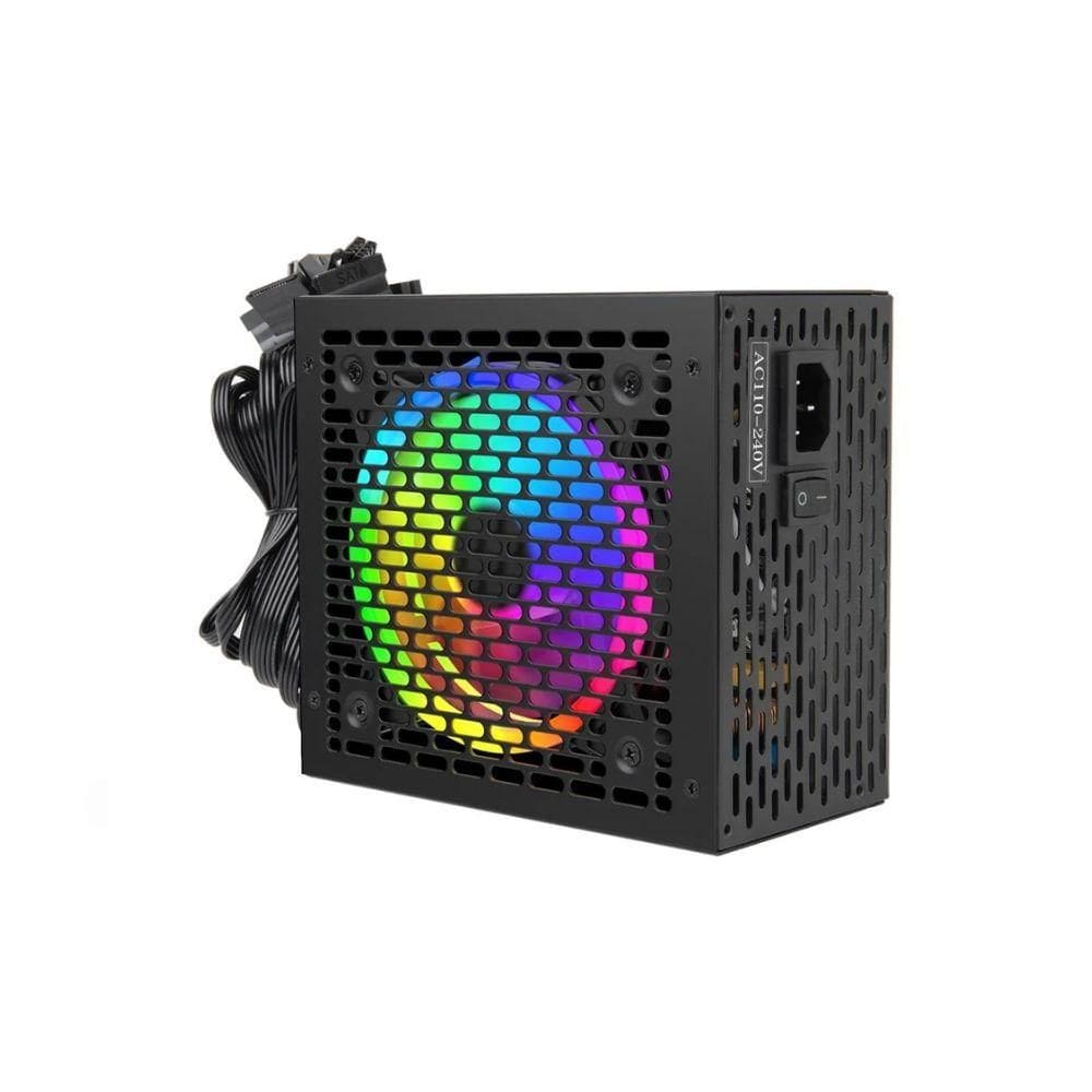 Fonte ATX 650W New Hero Tesla 80 Plus Bronze RGB preta sem cabo