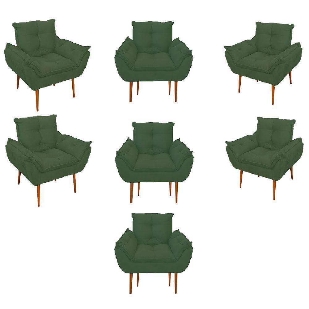 Kit 07 Poltronas Decorativas Opala Retro Consultório Cor:verde