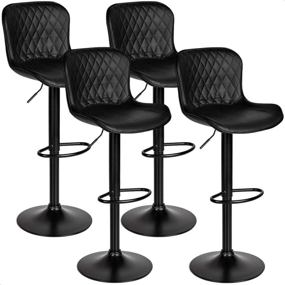 Banqueta Alta Para Cozinha Americana Bar Giratória Kit 04 Un Preto