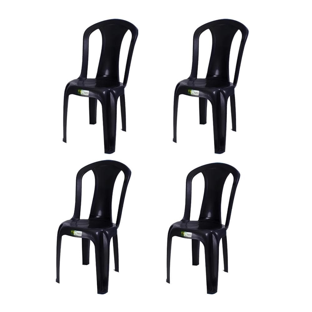Kit 4 Cadeiras Plasticas Preto 182 Kg - Duoplast