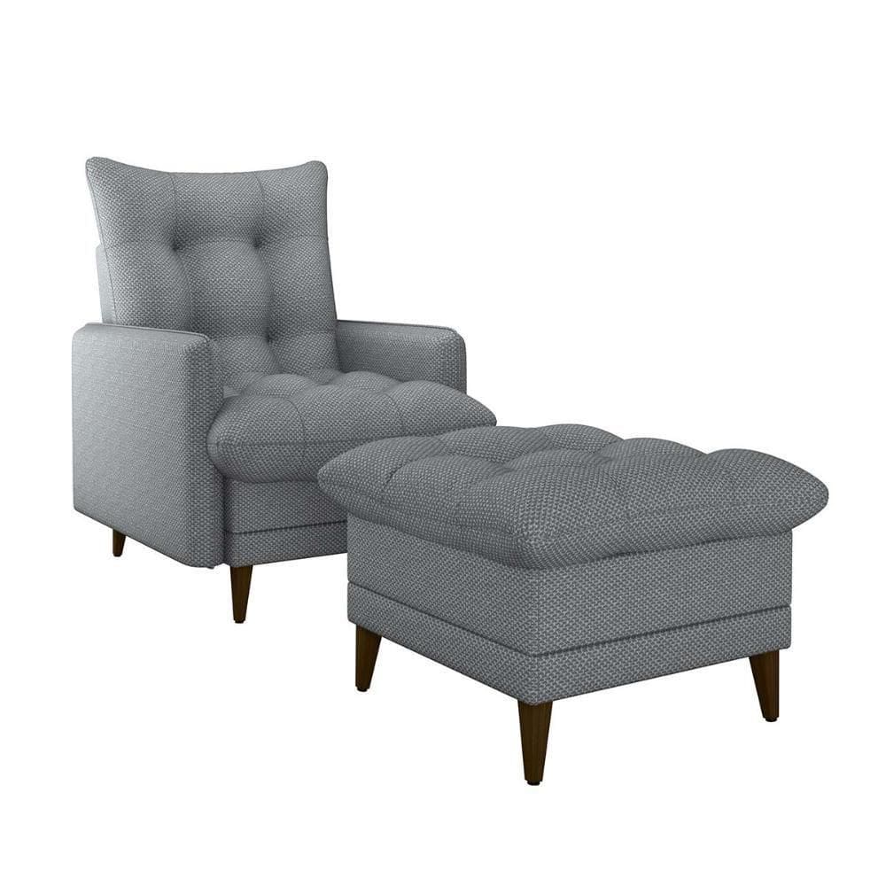 Poltrona De Amamentação Com Puff Montreal Cinza Matrix Cinza