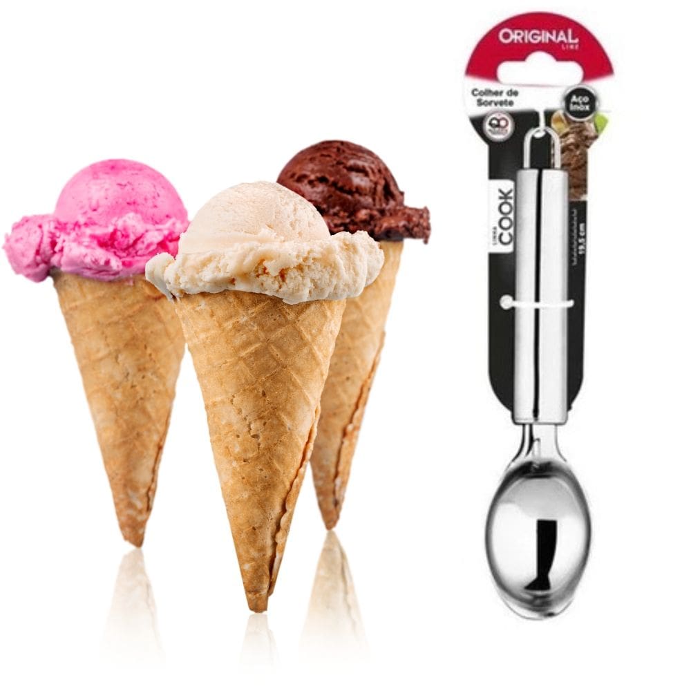 Colher de Sorvete Inox autêntico Linha Cook 19,5cm Premium autêntico Line Cook - PANAMI