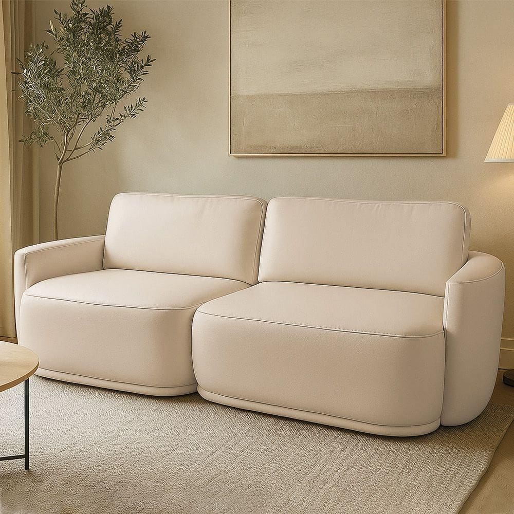 Sofá 2 Lugares Orgânico 194cm Modulado Para Sala Brumma Bouclê K01 - D`rossi Cor Bege