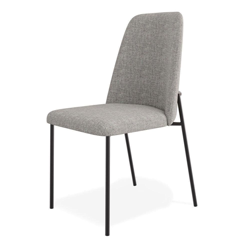 Cadeira Sala De Jantar Lior Com Encosto Estofado Base Preta Linho Cinza - Abmaza