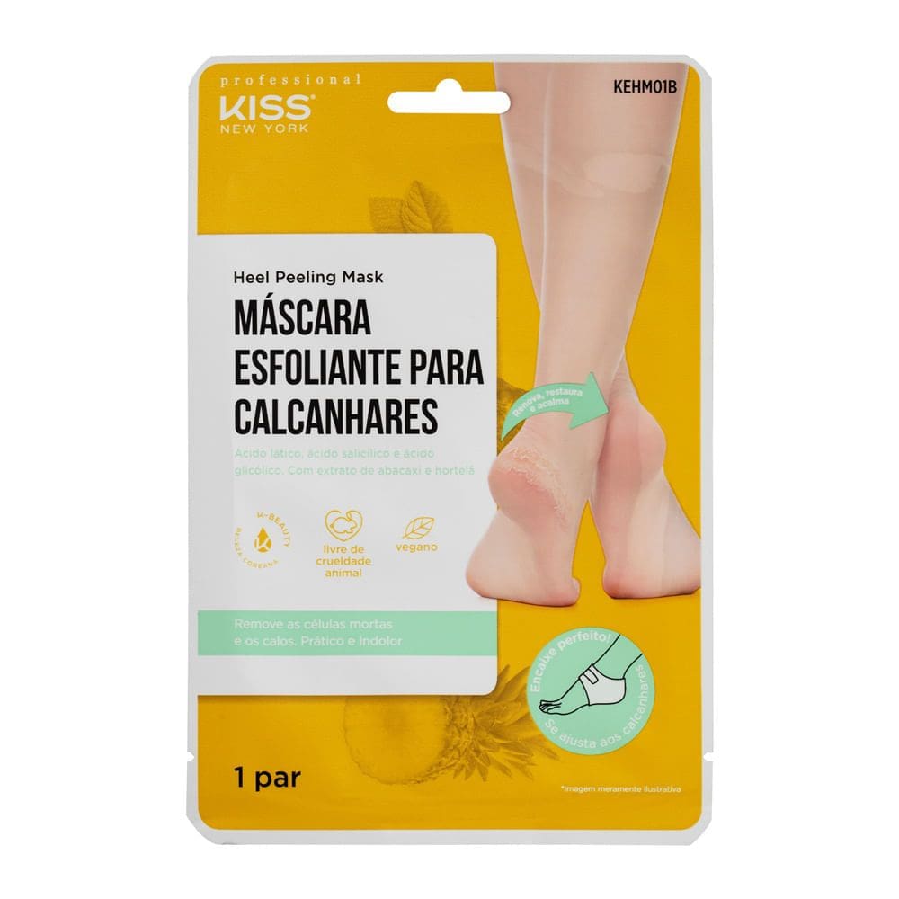 Máscara Esfoliante para Calcanhares Kiss New York Heel Peeling Mask 1 Par