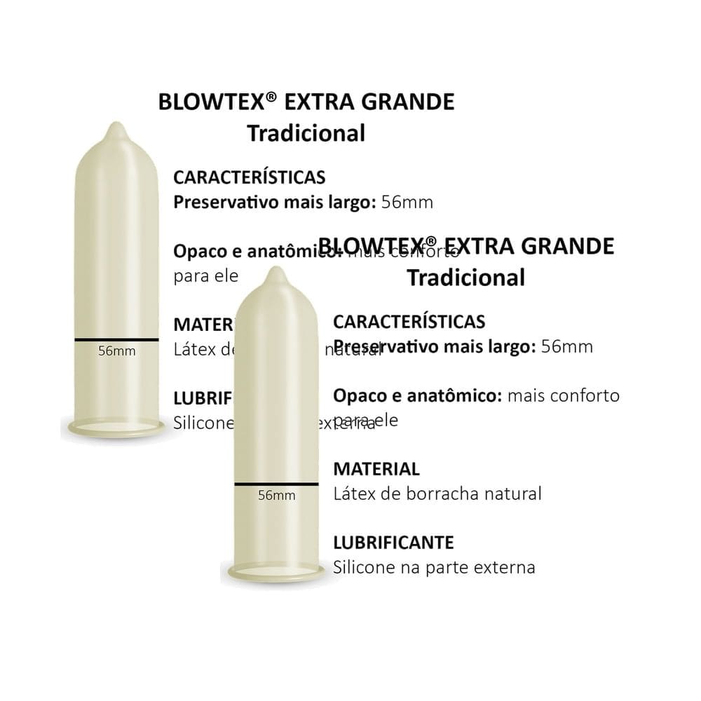 Kit 2 Preservativo Blowtex Extra Grande 3 Unidades