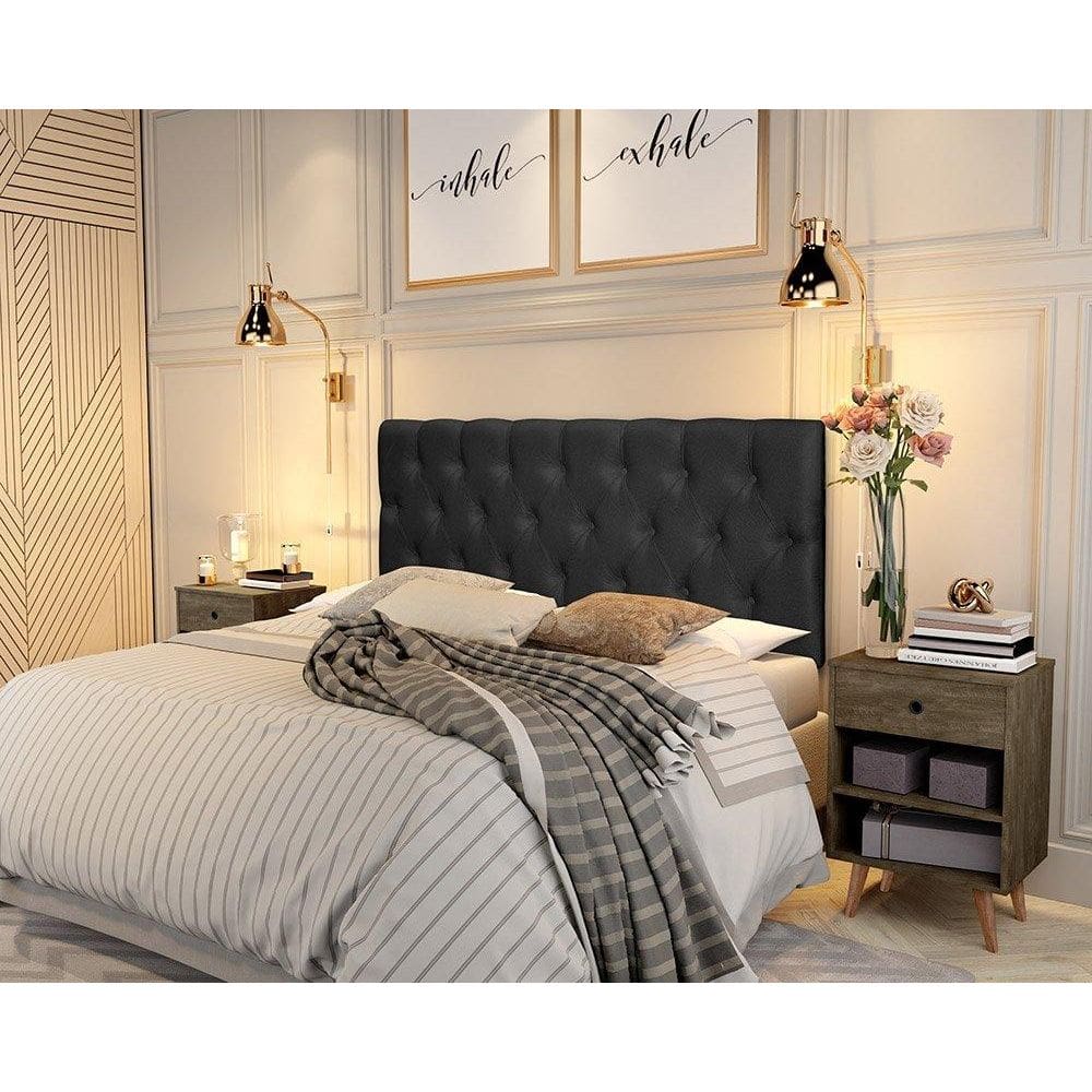 Painel Cabeceira Paris Casal Para Cama Box 1,38 Suede Preto
