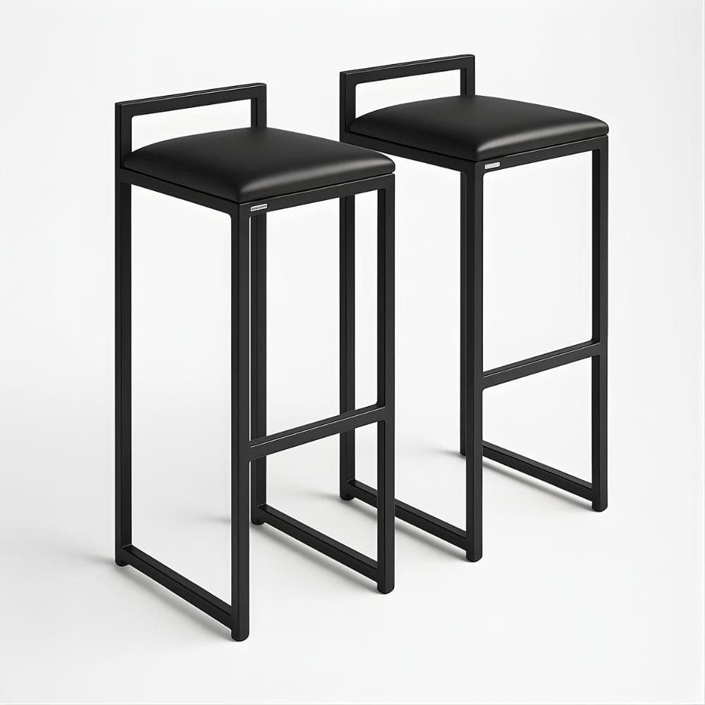 Kit 2 Banqueta Cozinha Balcão Alta Corino Bistro Bar Moderno Cor:preto