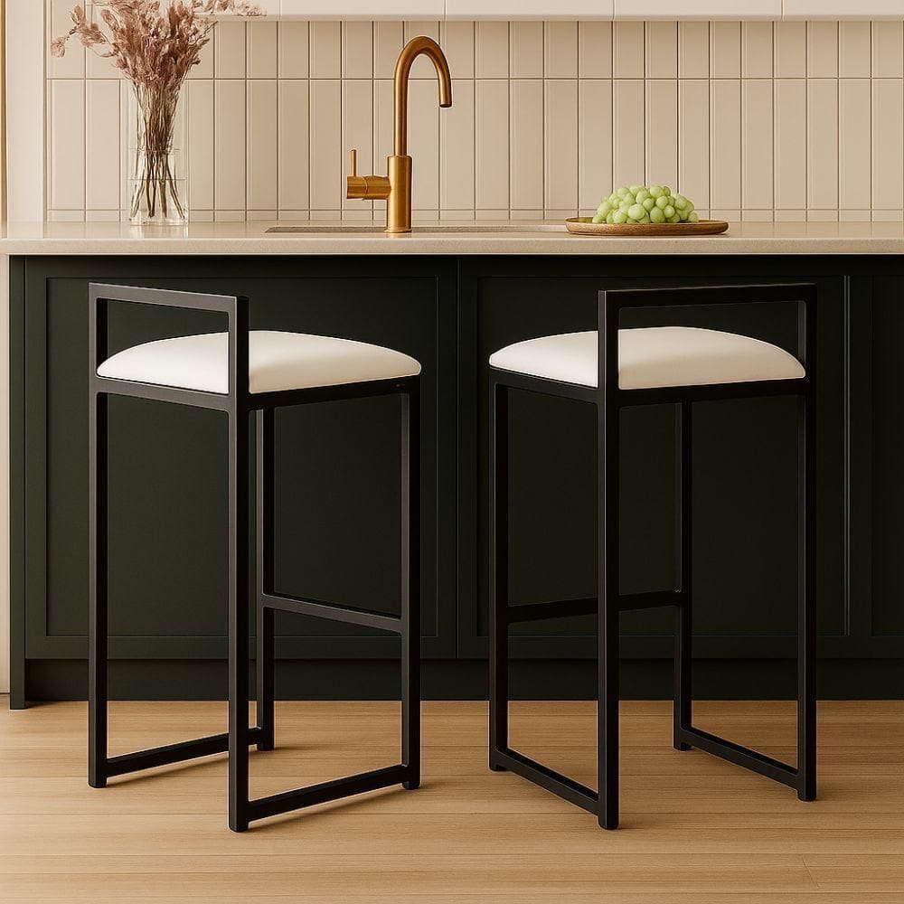 Kit 2 Banqueta Alta Cozinha Balcão Gourmet Bar Corino Bancos Cor:branco