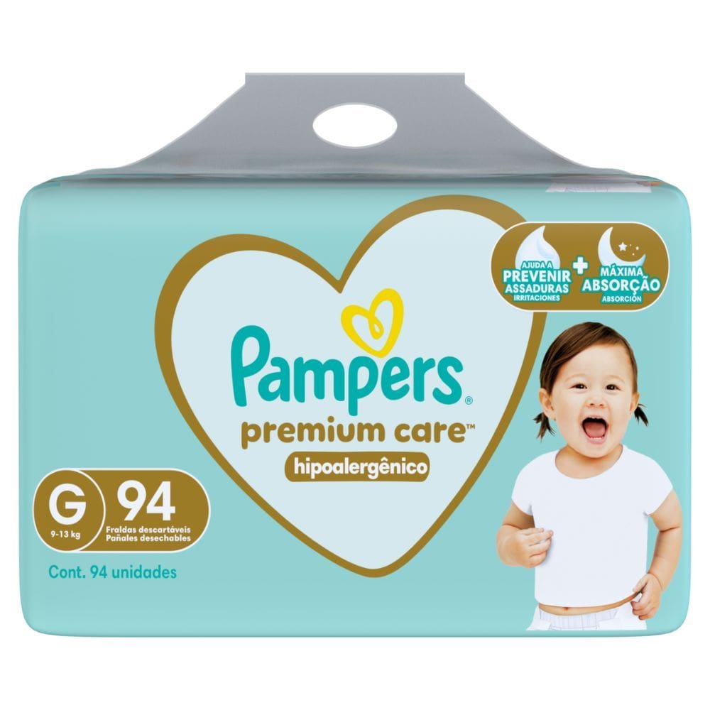 Fralda Pampers Premium Care Hipoalergênico G 94 Unidades